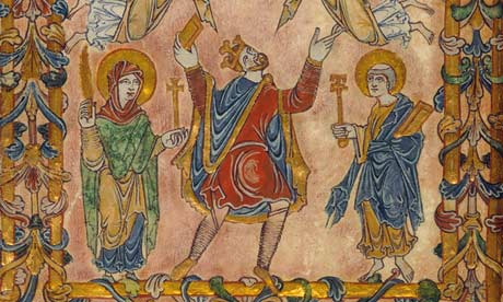 Edgar the Peaceful King of England and Christ   reigned 959-975  Winchester Offering ca. 966 British Library  London